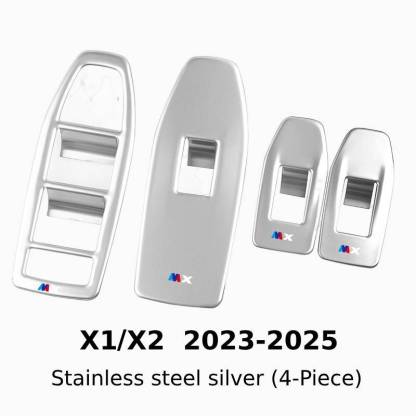 Asign Carbon Fiber Film & Stainless Steel Window Switch Frame Covers for BMW 3, 4, 5, 6, 7 Series, X1,X2, X3, X5 – 4PCS Interior Upgrade