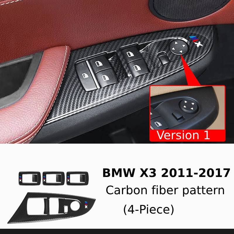 Asign Carbon Fiber & Stainless Steel Window Switch Frame Covers for BMW 1-7 Series, X1-X5 – 4PCS Interior Upgrade