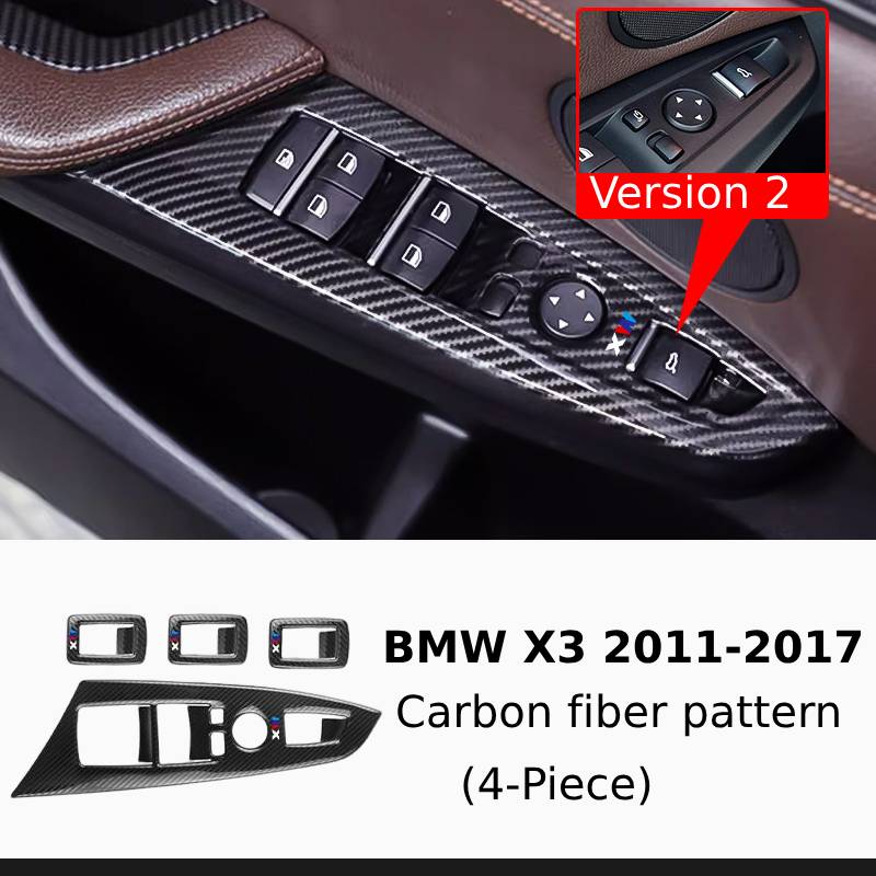 Asign Carbon Fiber & Stainless Steel Window Switch Frame Covers for BMW 1-7 Series, X1-X5 – 4PCS Interior Upgrade