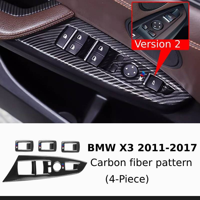 Asign Carbon Fiber & Stainless Steel Window Switch Frame Covers for BMW 1-7 Series, X1-X5 – 4PCS Interior Upgrade