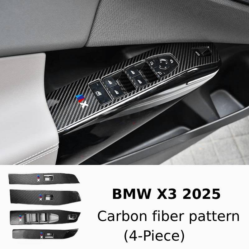 Asign Carbon Fiber & Stainless Steel Window Switch Frame Covers for BMW 1-7 Series, X1-X5 – 4PCS Interior Upgrade