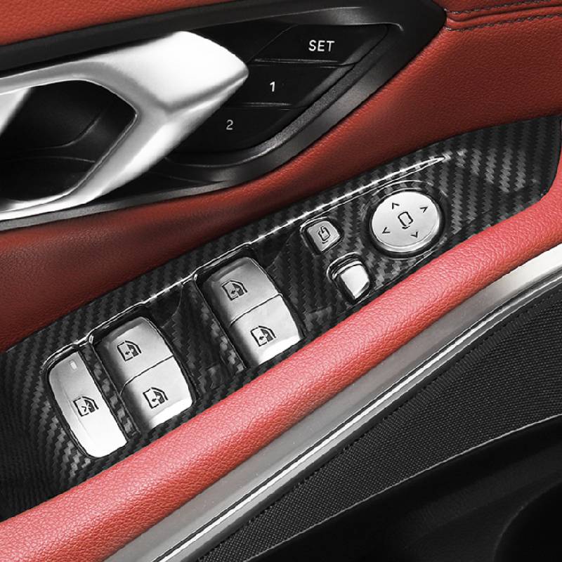 Asign Carbon Fiber Film & Stainless Steel Window Switch Frame Covers for BMW 1-7 Series, X1-X5 – 4PCS Interior Upgrade