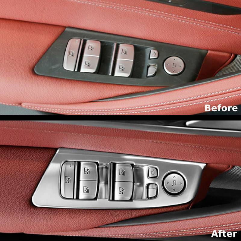 Asign Carbon Fiber Film & Stainless Steel Window Switch Frame Covers for BMW 1-7 Series, X1-X5 – 4PCS Interior Upgrade