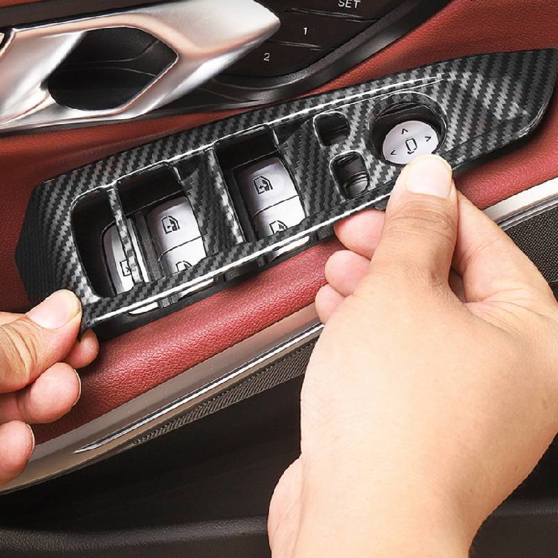 Asign Carbon Fiber Film & Stainless Steel Window Switch Frame Covers for BMW 1-7 Series, X1-X5 – 4PCS Interior Upgrade