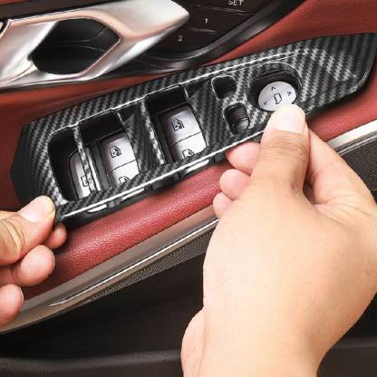 Asign Carbon Fiber Film & Stainless Steel Window Switch Frame Covers for BMW 1-7 Series, X1-X5 – 4PCS Interior Upgrade
