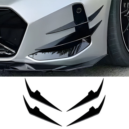 Asign Gloss Black/Carbon Fiber Pattern Front Bumper Canard Set For BMW 3 Series