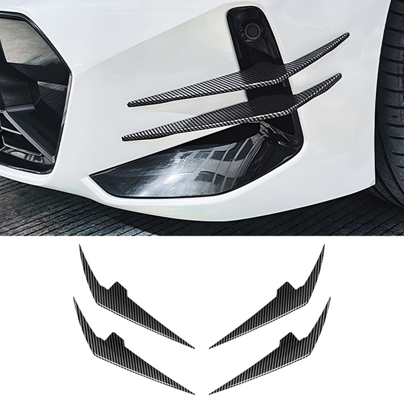 Asign Gloss Black/Carbon Fiber Pattern Front Bumper Canard Set For BMW 3 Series