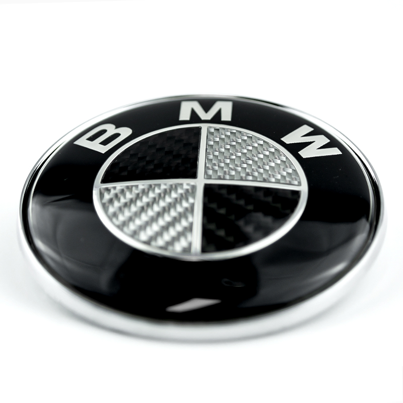 Asign BMW Car Emblem Front and Rear Modified 3D Black and White Carbon Fiber Hood Badge