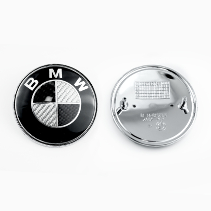 Asign BMW Car Emblem Front and Rear Modified 3D Black and White Carbon Fiber Hood Badge