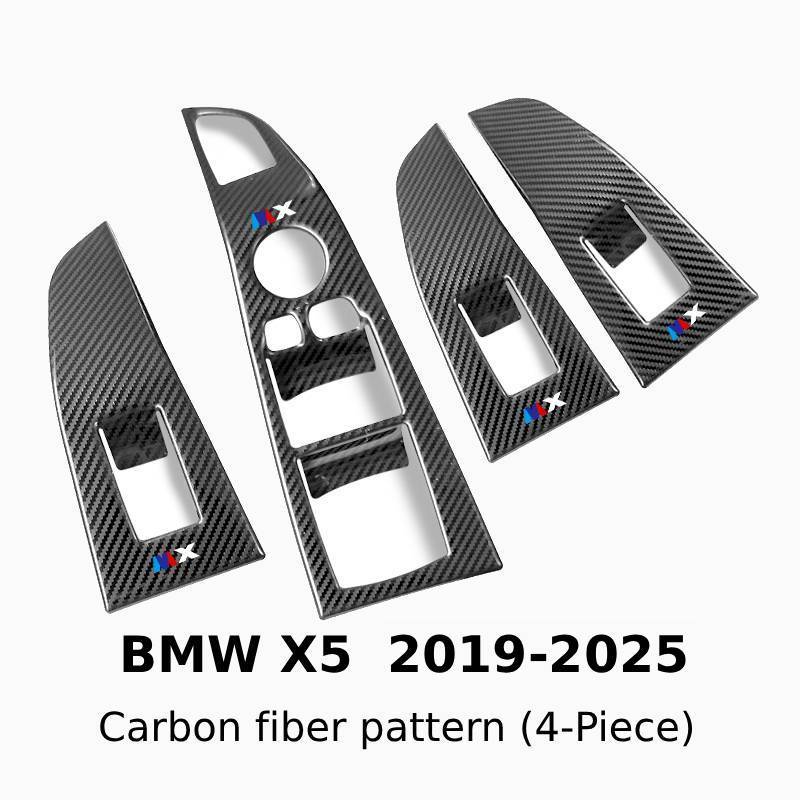Asign Carbon Fiber Film & Stainless Steel Window Switch Frame Covers for BMW 3, 4, 5, 6, 7 Series, X1,X2, X3, X5 – 4PCS Interior Upgrade