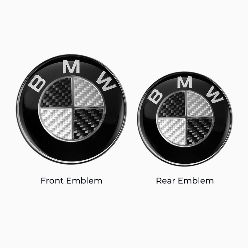 Asign BMW Car Emblem Front and Rear Modified 3D Black and White Carbon Fiber Hood Badge