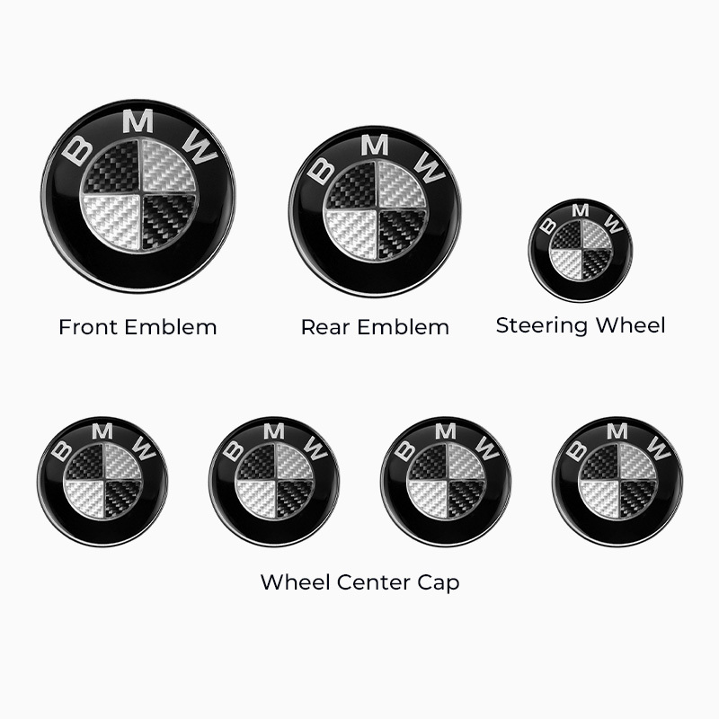 Asign BMW Car Emblem Front and Rear Modified 3D Black and White Carbon Fiber Hood Badge