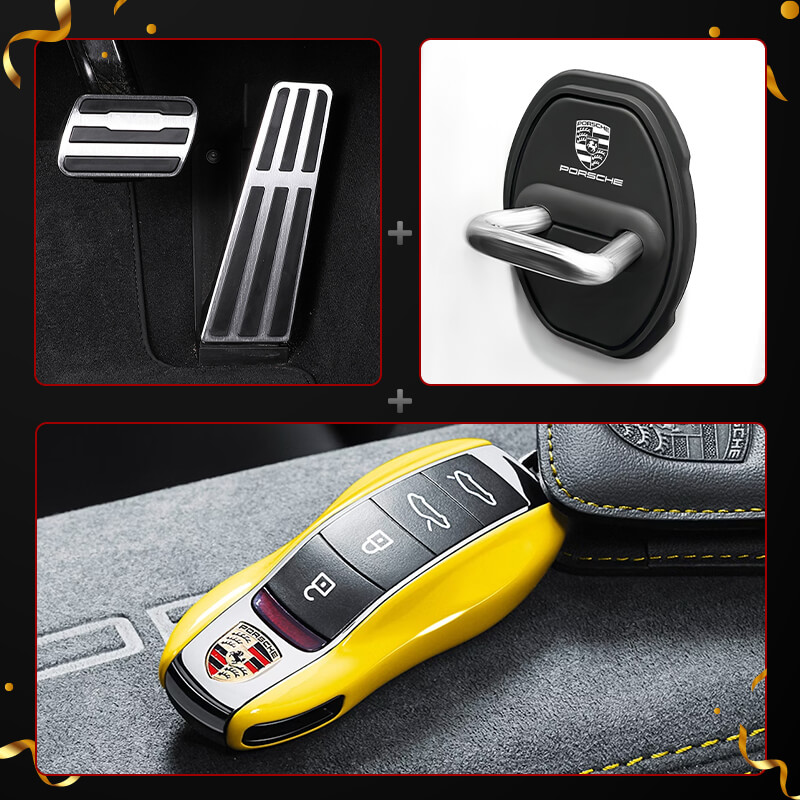 Porsche Detail & Function Kit: Performance Pedal Covers, ABS Key Fob Shell & Silicone Door Lock Covers