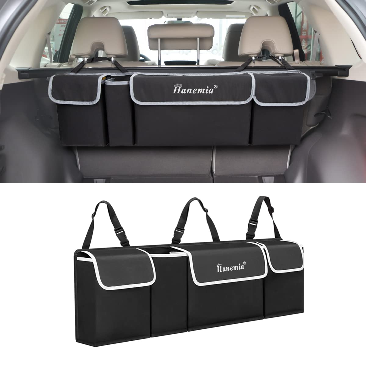 Asign Waterproof Collapsible Car Trunk & Backseat Organizer for SUV, Truck, MPV – 4-Pocket Cargo Storage Bag