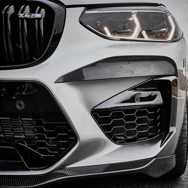 Asign Dry Carbon Fiber Front Bumper Upper Valences / Canards for BMW X3M F97 & X4M F98 (2019-2021 Pre-LCI)