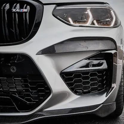 Asign Dry Carbon Fiber Front Bumper Upper Valences / Canards for BMW X3M F97 & X4M F98 (2019-2021 Pre-LCI)