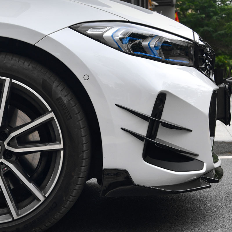Asign Gloss Black/Carbon Fiber Pattern Front Bumper Canard Set For BMW 3 Series