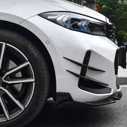 Asign Gloss Black/Carbon Fiber Pattern Front Bumper Canard Set For BMW 3 Series