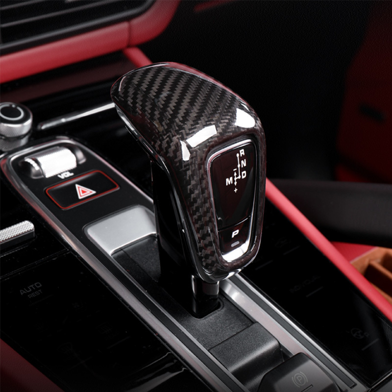 Asign Carbon Fiber Gear Shift Knob Cover for Porsche Macan/Cayenne/Panamera/911/718/Boxster/Cayman