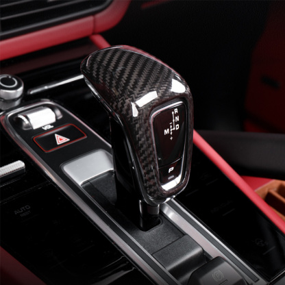 Asign Carbon Fiber Gear Shift Knob Cover for Porsche Macan/Cayenne/Panamera/911/718/Boxster/Cayman