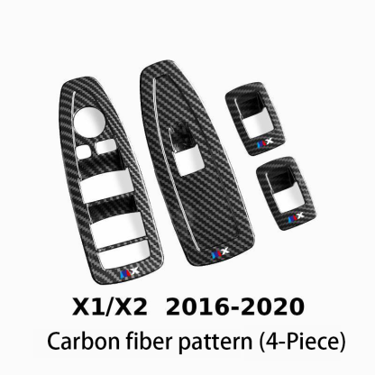 Asign Carbon Fiber Film & Stainless Steel Window Switch Frame Covers for BMW 3, 4, 5, 6, 7 Series, X1,X2, X3, X5 – 4PCS Interior Upgrade