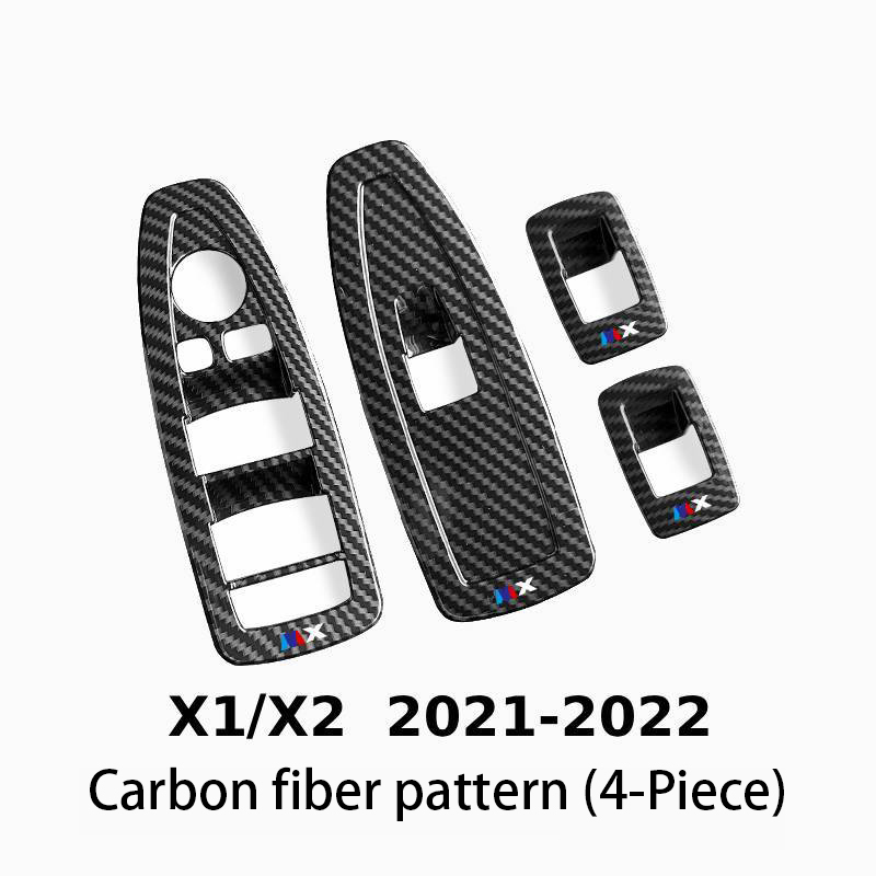 Asign Carbon Fiber Film & Stainless Steel Window Switch Frame Covers for BMW 3, 4, 5, 6, 7 Series, X1,X2, X3, X5 – 4PCS Interior Upgrade