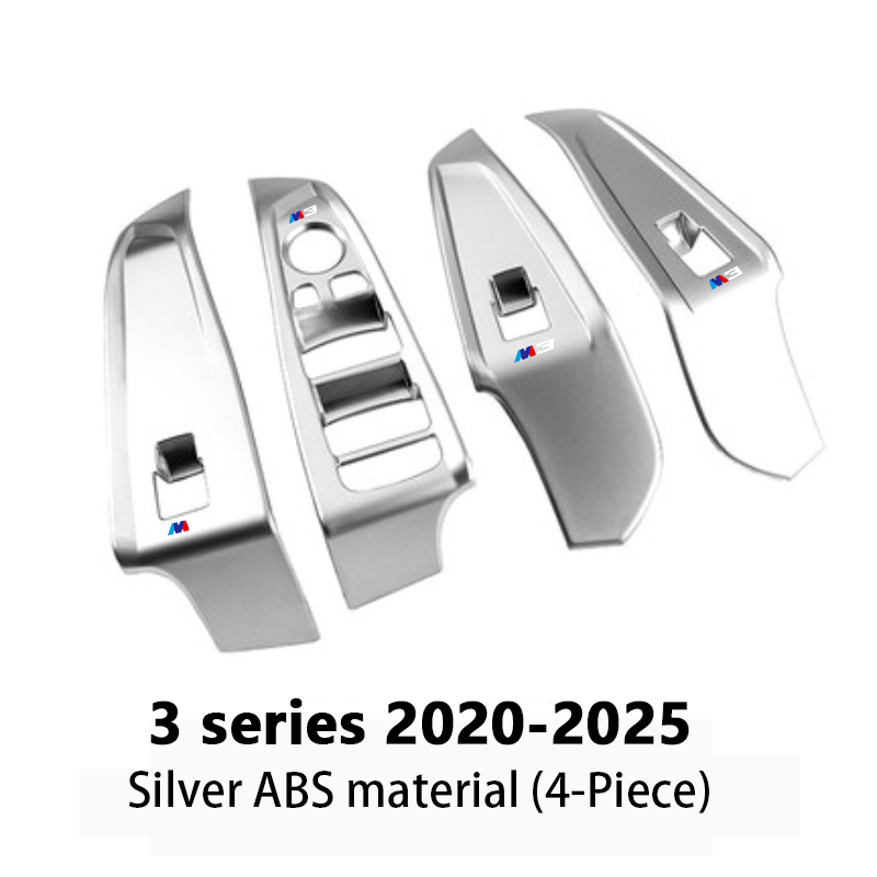 Asign Carbon Fiber Film & Stainless Steel Window Switch Frame Covers for BMW 3, 4, 5, 6, 7 Series, X1,X2, X3, X5 – 4PCS Interior Upgrade