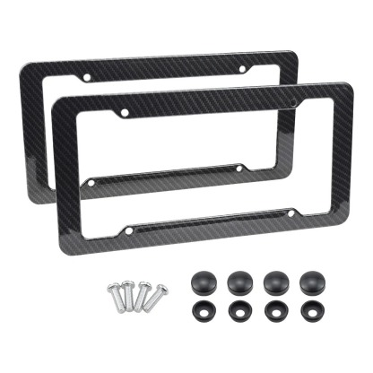 Asign Carbon Fiber License Plate Frame - Waterproof 4-Hole Universal Holder for Front & Rear Plates, Includes Fasteners and Screws