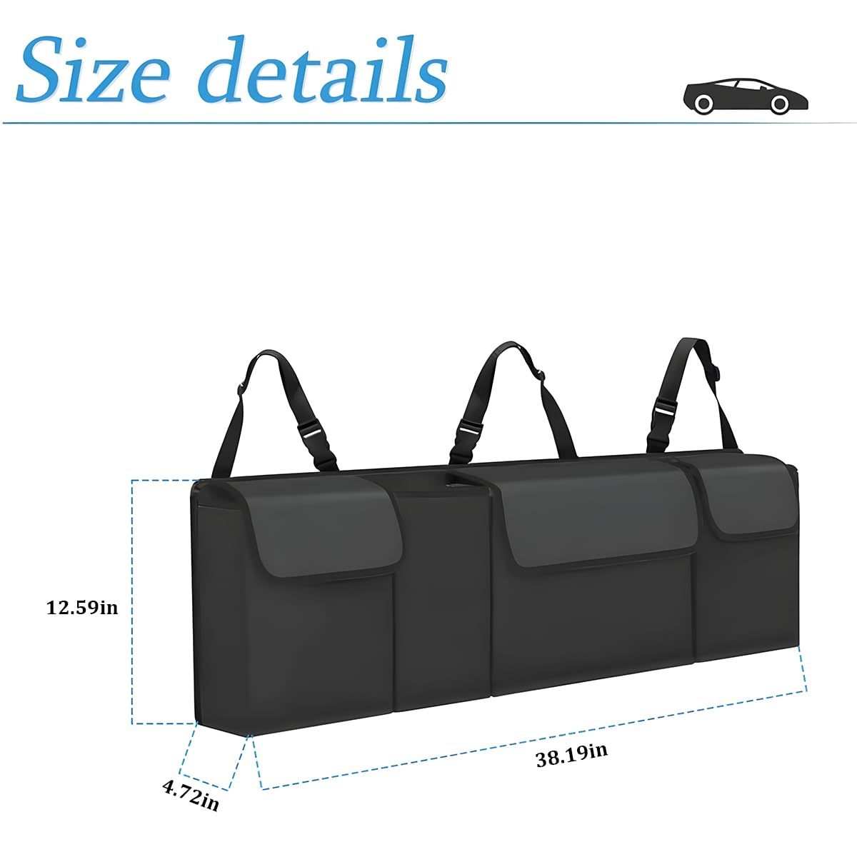 Asign Waterproof Collapsible Car Trunk & Backseat Organizer for SUV, Truck, MPV – 4-Pocket Cargo Storage Bag
