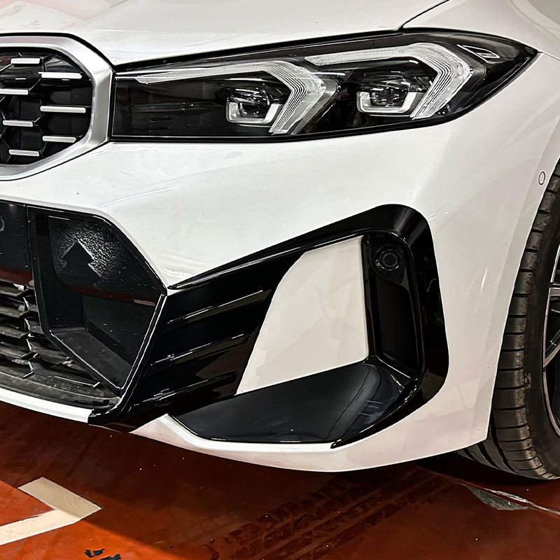 Asign Gloss Black/Carbon Fiber Pattern Front Bumper Canard Set For BMW 3 Series
