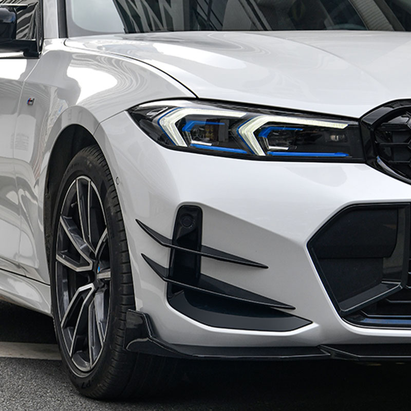 Asign Gloss Black/Carbon Fiber Pattern Front Bumper Canard Set For BMW 3 Series