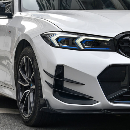 Asign Gloss Black/Carbon Fiber Pattern Front Bumper Canard Set For BMW 3 Series