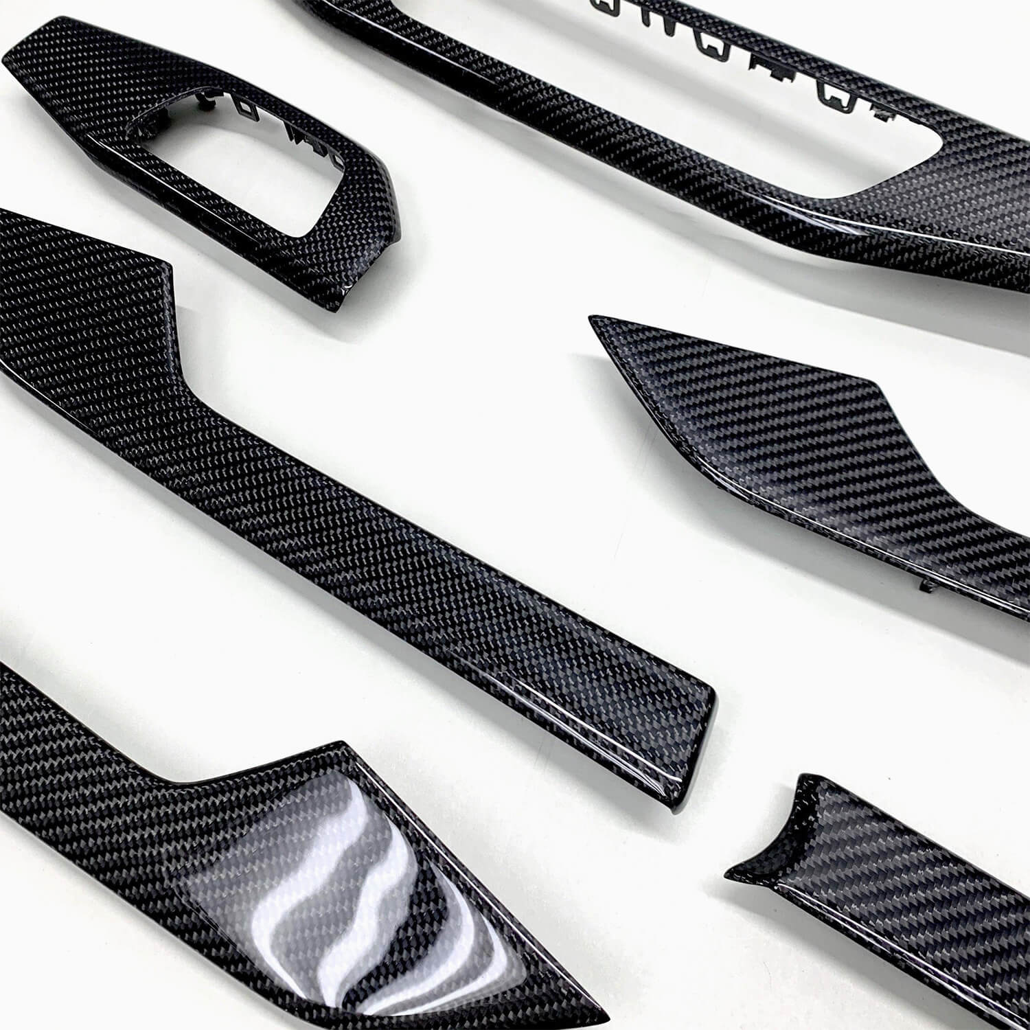 Glossy woven carbon fiber interior trim for Audi B9 and B9.5