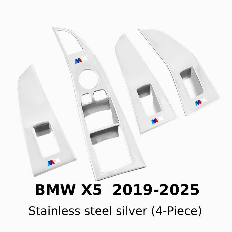 Asign Carbon Fiber Film & Stainless Steel Window Switch Frame Covers for BMW 3, 4, 5, 6, 7 Series, X1,X2, X3, X5 – 4PCS Interior Upgrade