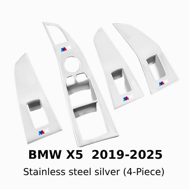 Asign Carbon Fiber Film & Stainless Steel Window Switch Frame Covers for BMW 3, 4, 5, 6, 7 Series, X1,X2, X3, X5 – 4PCS Interior Upgrade