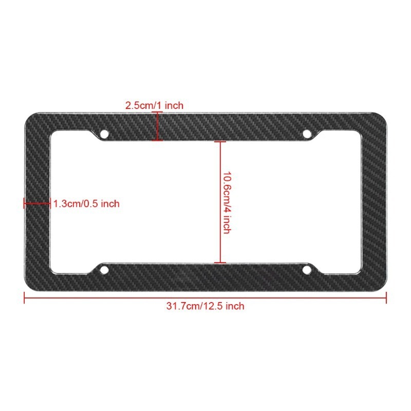 Asign Carbon Fiber License Plate Frame - Waterproof 4-Hole Universal Holder for Front & Rear Plates, Includes Fasteners and Screws