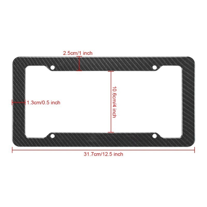 Asign Carbon Fiber License Plate Frame - Waterproof 4-Hole Universal Holder for Front & Rear Plates, Includes Fasteners and Screws