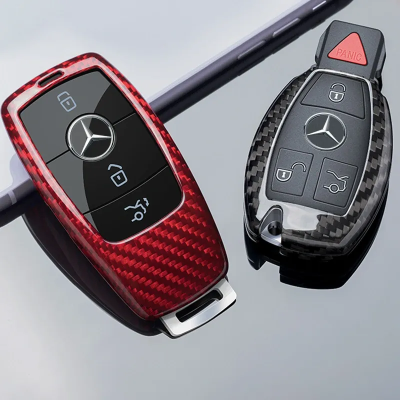 Asign Carbon Fiber Car Key Fob Cover Shell Case For Mercedes-Benz Keys