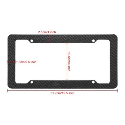 Asign Carbon Fiber License Plate Frame - Waterproof 4-Hole Universal Holder for Front & Rear Plates, Includes Fasteners and Screws