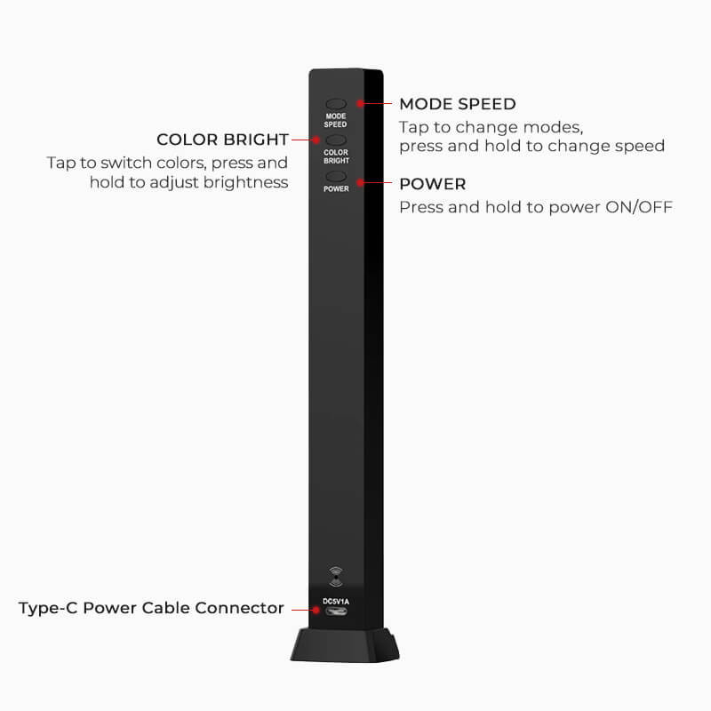 Asign RGB Magnetic Sound Activated Ambient Light Black White Plug In or Rechargeable