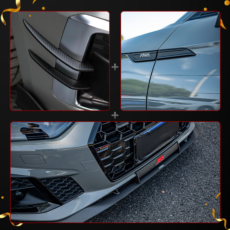 Audi B9.5 A5/S5 Carbon Fiber Exterior Upgrade: Front Splitter, Canard Set & Fender Emblems