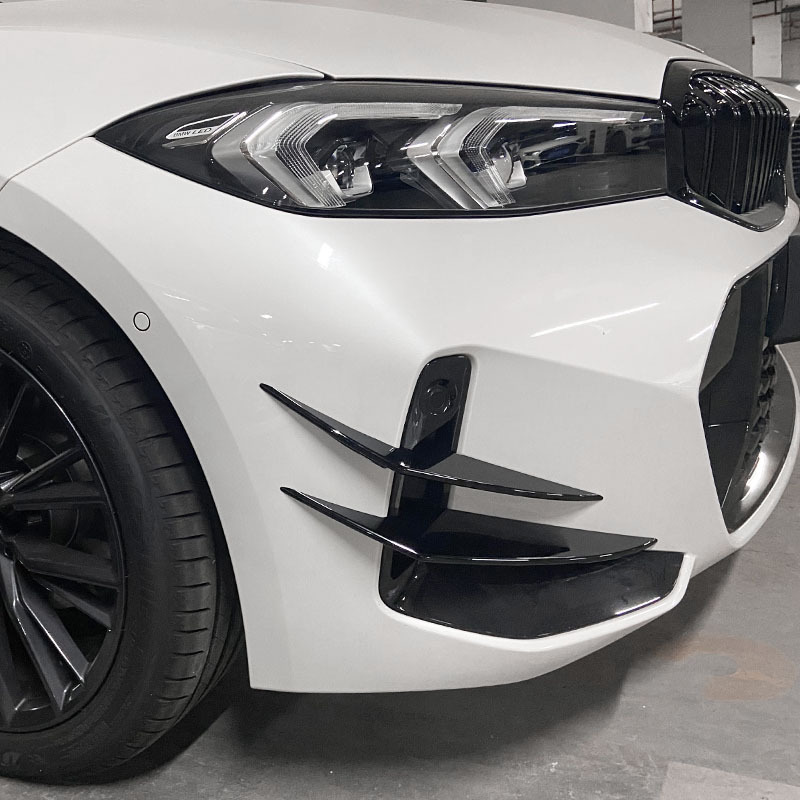 Asign Gloss Black/Carbon Fiber Pattern Front Bumper Canard Set For BMW 3 Series