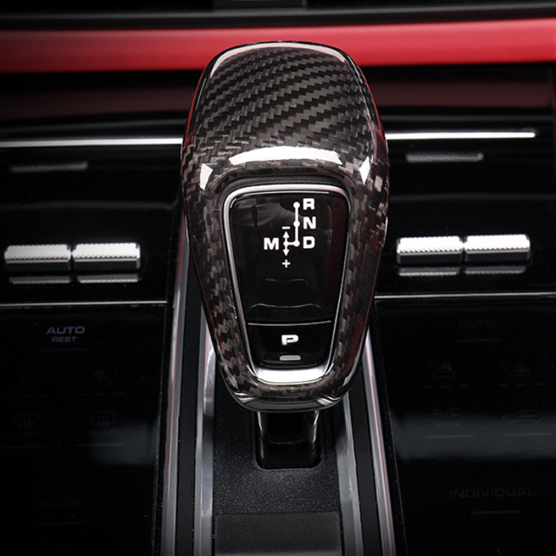 Asign Carbon Fiber Gear Shift Knob Cover for Porsche Macan/Cayenne/Panamera/911/718/Boxster/Cayman