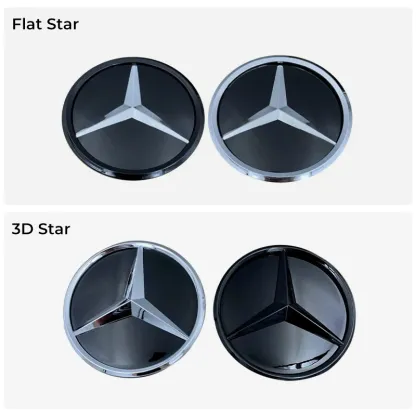 Asign Mirror Finish Front Grille Star Emblem for Mercedes-Benz – Flat / 3D Style