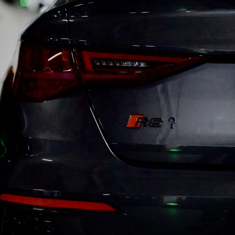 Asign Universal for Audi – S/RS Style "?" Emblem Sticker for Rear Trunk | Humorous Sport Badge