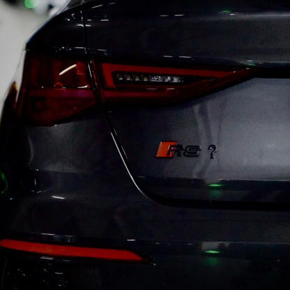 Asign Universal for Audi – S/RS Style "?" Emblem Sticker for Rear Trunk | Humorous Sport Badge
