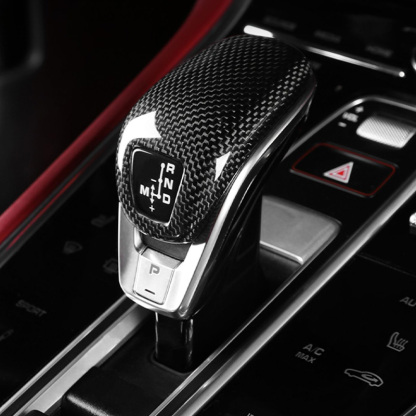 Asign Carbon Fiber Gear Shift Knob Cover for Porsche Macan/Cayenne/Panamera/911/718/Boxster/Cayman