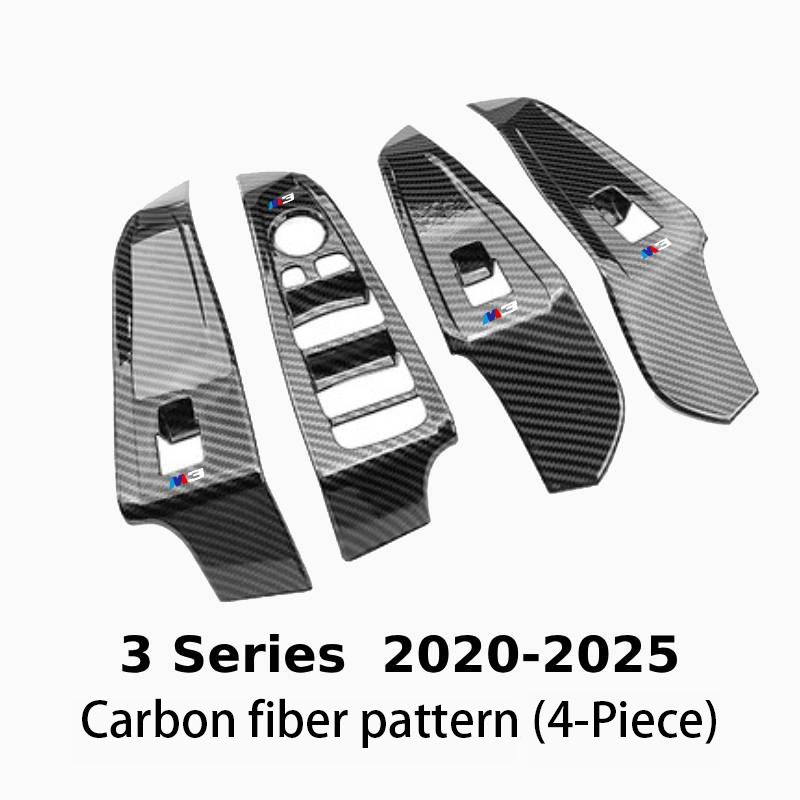 Asign Carbon Fiber Film & Stainless Steel Window Switch Frame Covers for BMW 3, 4, 5, 6, 7 Series, X1,X2, X3, X5 – 4PCS Interior Upgrade