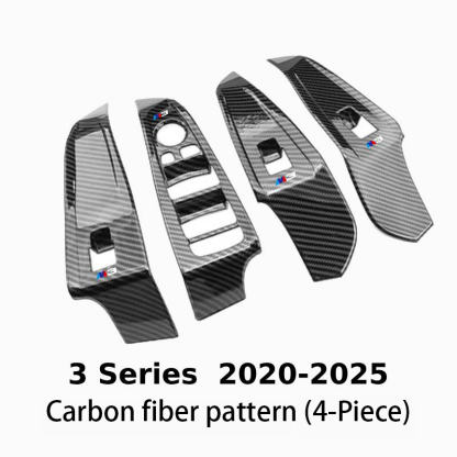 Asign Carbon Fiber Film & Stainless Steel Window Switch Frame Covers for BMW 3, 4, 5, 6, 7 Series, X1,X2, X3, X5 – 4PCS Interior Upgrade