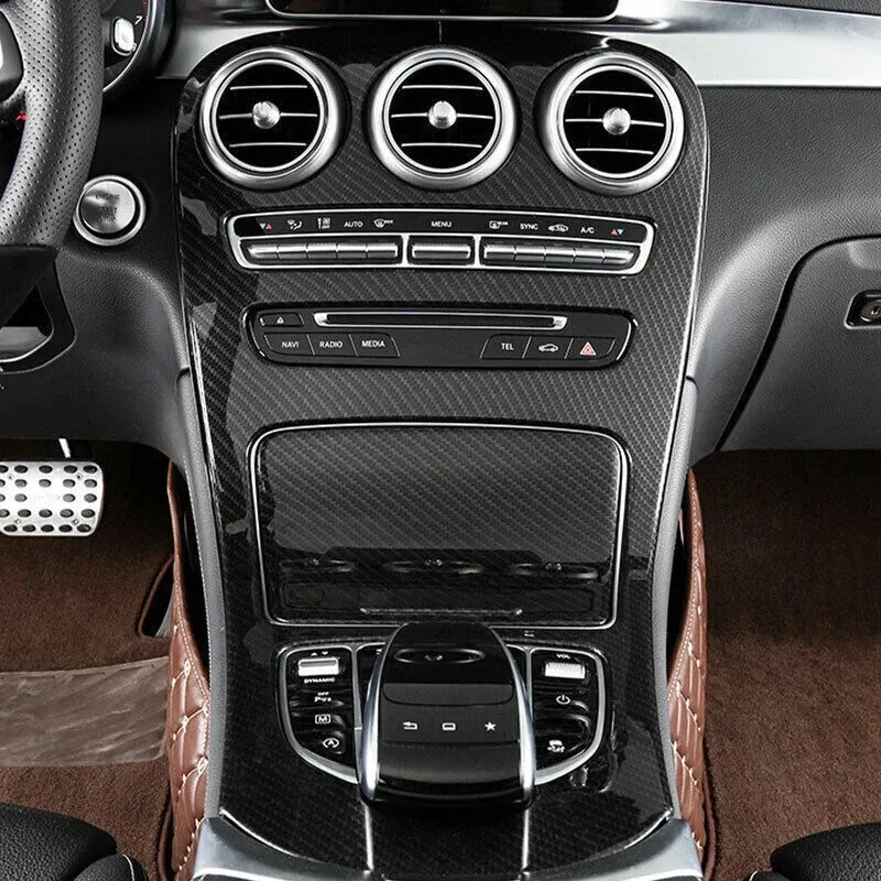 Asign Genuine Carbon Fiber Replacement Dashboard Console Trim for Mercedes-Benz C-Class W205 & AMG C43 C63 (2014-2021)